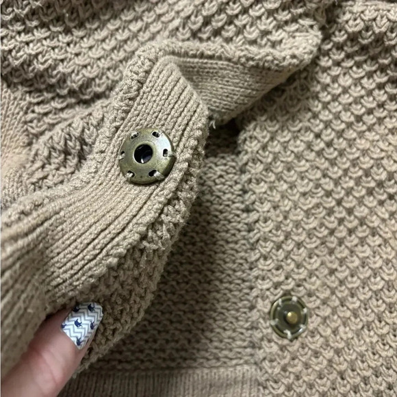 Anthropologie Sparrow Waffle Knit Cardigan Sweater Size Small Hooded Snap Button - Picture 6 of 8